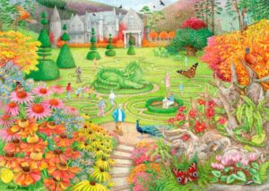 Garden Trails palapeli 1000 palaa on Anne Searlen kuvittama puutarha-aiheinen palapeli. Falcon de Luxe Collection -puutarha palapeli