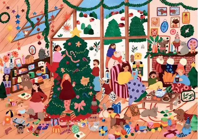 Family Christmas palapeli 1000 palaa on Heol Editions'n joulupalapeli.