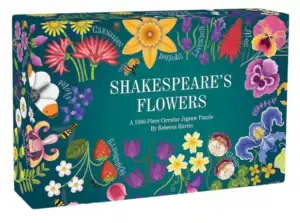 Shakespeare's Flowers palapeli 1000 palaa on Rebecca Harrisin kuvittama pyöreä palapeli. 