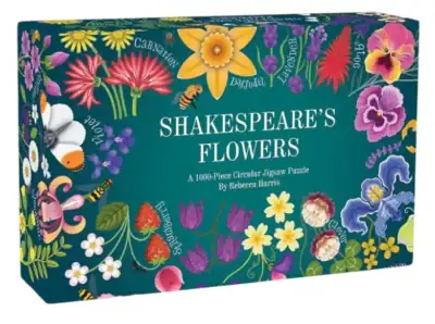 Shakespeare's Flowers palapeli 1000 palaa on Rebecca Harrisin kuvittama pyöreä palapeli. 