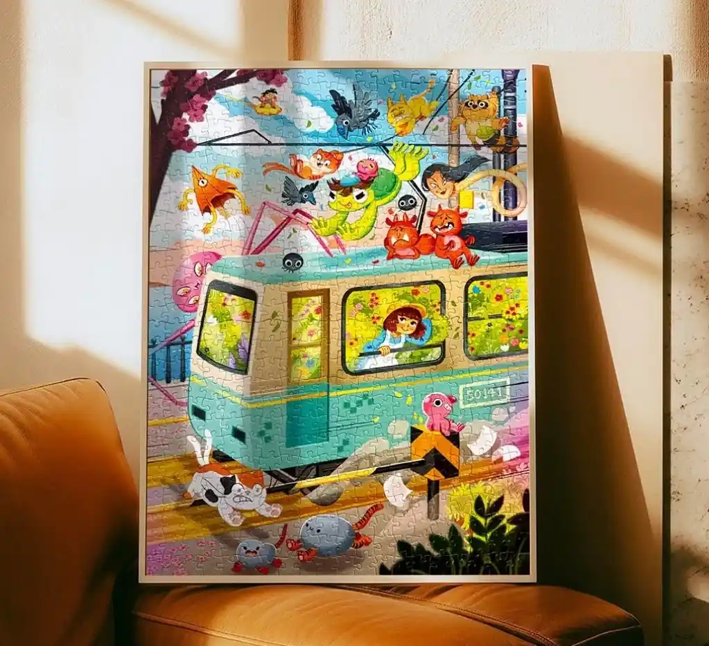 Train to Kamakura palapeli 500 palaa on fantasiamatka Japaniin. StoPuzzlen Japani palapeli