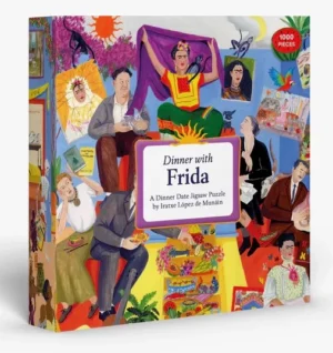 Dinner with Frida palapeli 1000 palaa on Iratxe López de Munáin kuvittama Frida Kahlo -aiheinen taidepalapeli. Thames & Hudson