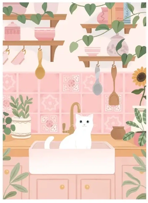 Trevell Sous Chef palapeli 99 palaa on kissa minipalapeli. Kuvitus Nicolle Lalonde