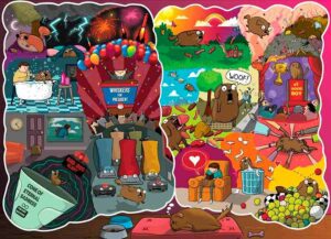 Exploding Kittens palapeli Dreams & Nightmares of Dog kuvaa torkkuvaa Rambo-koiraa 1000 palan palapeli