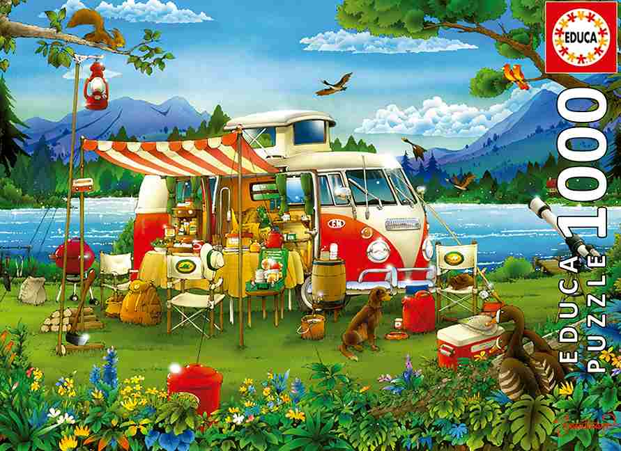 Camping Holiday palapeli 1000 palaa vie retkelle järven rannalle. Vw palapeli