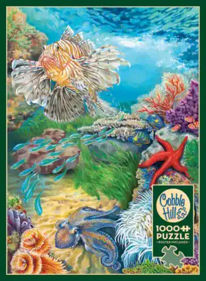 Reef Life palapeli 1000 palaa vie sinut vedenalaiseen maailmaan riutalle, jossa kalat, korallit ja mustekalat Cobble Hill palapeli