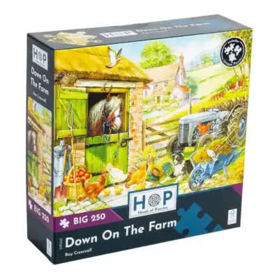Down on the Farm palapeli 250 palaa on on brittiläisen House of Puzzles (HOP) valmistama maatila-aiheinen palapeli
