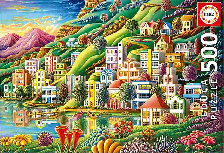 Puerto Escondido palapeli 500 palaa on värikäs fantasiamainen maisemapalapeli.