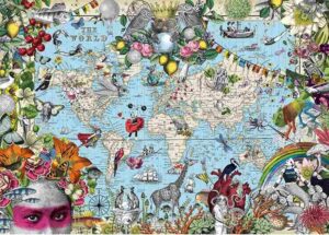 Heye Quirky World palapeli 2000 palaa on karttapalapeli, jossa perustuu vanhaan karttaan. Heyn karttapalapeli