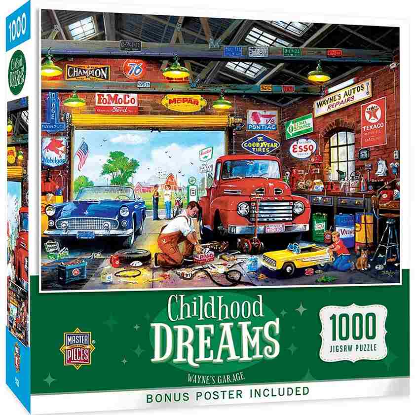 Wayne's Garage palapeli 1000 palaa on MasterPieces Childhood Dreams -sarjaa