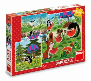 Little Mole and the Umbrella palapelit 3x55 palaa palapeleissä seikkailee animaatiohahmo Pikku Myyrä.