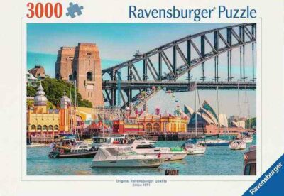 Secret Sydney palapeli 3000 palaa on Ravensburgerin Australia-aiheinen palapeli, jossa valokuvamaisema Sydneystä.  3000 palan palapeli