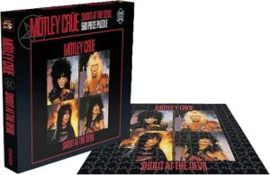 Mötley Crüe Shout at the Devil palapeli 500 palaa on kuva Mötley Crüe -yhtyeen levyn kannesta. Rock Saws palapeli