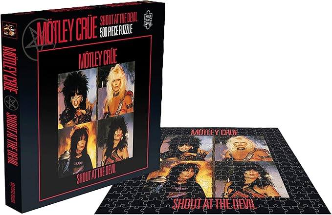 Mötley Crüe Shout at the Devil palapeli 500 palaa on kuva Mötley Crüe -yhtyeen levyn kannesta. Rock Saws palapeli