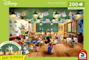 Mickey and Minnie Schoolhouse palapeli 200 palaa on Thomas Kindade Studiosin kuvittama Mikki ja Minni Hiiri -palapeli. disney palapeli