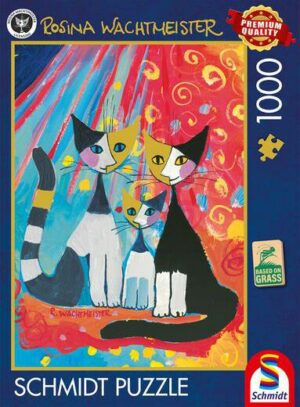 Happy cat family palapeli 1000 palaa on Rosina Wachtmeisterin kuvittama kissaperhe-palapeli, Schmidt palapeli