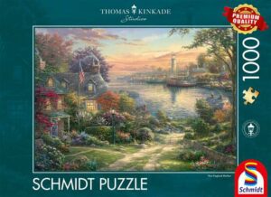 New England Harbour palapeli 1000 palaa on Nanette Kinkaden (Thomas Kinkade Studios) kuvittama satama-aiheinen palapeli.