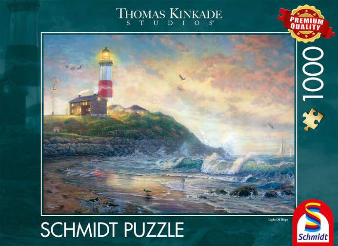 Lighthouse of hope palapeli 1000 palaa on Nanette Kinkaden (Thomas Kinkade Studios) kuvittama majakka ja meri -aiheinen palapeli.