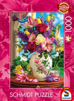 Flower bouquet palapeli 1000 palaa on Schmidt Spielen kukkakimppu-palapeli