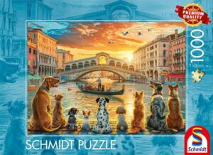 At the pier palapeli 1000 palaa on Schmidt Spielen Venetsia-aiheinen palapeli. koirat palapeli