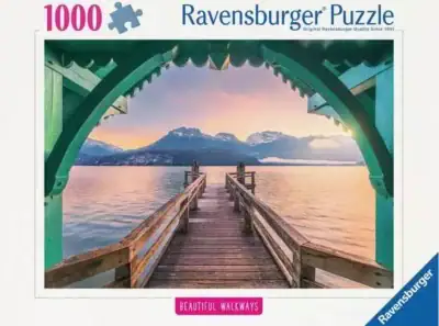 Footbridge at Lac d'Annecy France palapeli 1000 palaa on Ravensburgerin Beautiful Walkways -sarjaa. maisema palapeli Ranska