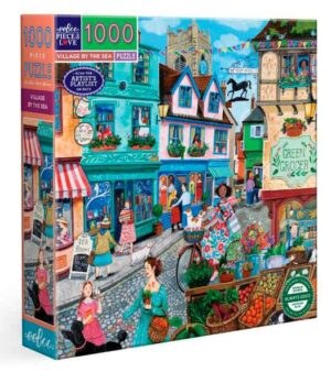 eeBoo Village by the Sea palapeli 1000 palaa on kyläaiheinen palapeli, jonka on kuvittanut Stephanie Lambourne. eeboo palapeli