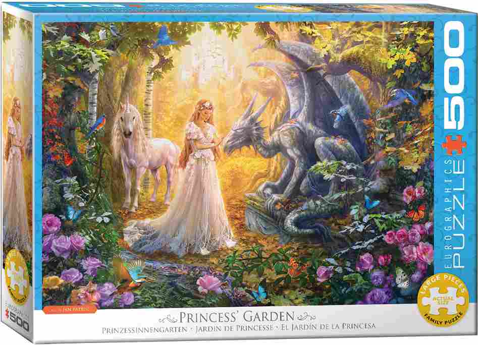 Princess' Garden palapeli 500 palaa on Eurographics Puzzlesin valmistama prinsessa ja lohikäärme -palapeli.