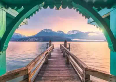 Ravensburger Footbridge at Lac d'Annecy, France palapeli 1000 palaa - Image 2