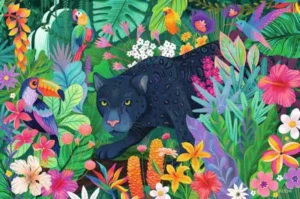 Panther in Flowery Jungle palapeli 3000 palaa, pantteri palapeli