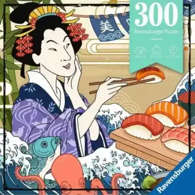 Sushi palapeli 300 palaa on Ravensburgerin Puzzle Moment -sarjaa, joka on aikuisten palapeli pieneen palapelihetkeen. 