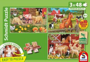 Animals on the farm lasten palapelit 3x48 palaa on Schmidtin maatilan eläimet -aiheinen palapelisetti