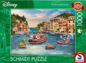 Mickey & Minnie in Italy palapeli 1000 palaa on Thomas Kinkade Studios kuvittama Disney-palapeli Schmidt