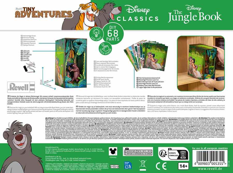 Book Nook Disney Viidakkokirja 3D-minimaailma, jossa on 68 osaa ja LED-valot. Jungle Book 3d