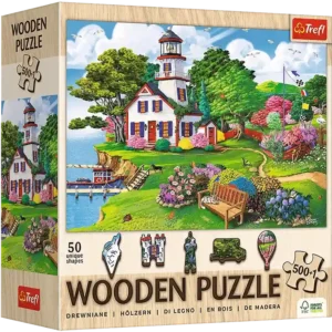 Summer Haven puinen palapeli 500+1 palaa, Trefl'n Wooden puzzle -puupalapelien sarjaa. 