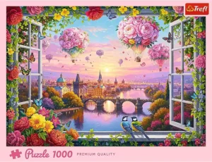 Love is in the air palapeli 1000 palaa on maisemapalapeli, jossa näkymä vanhaan kaupunkiin ja sen siltoihin.