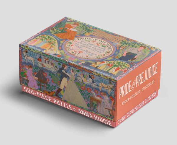 Pride & Prejudice palapeli The Opening Lines -palapeli on Skittledogin Ylpeys ja ennakkoluulo -palapeli, jossa on 500 palaa. Skittledog