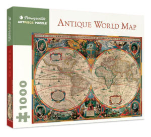 Antique World Map palapeli 1000 palaa on Pomegranaten maailmankartta-aiheinen palapeli.