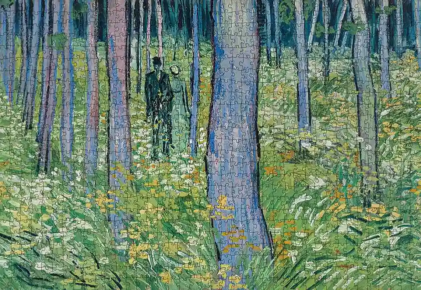 Undergrowth with Two Figures palapeli 1000 palaa on Vincent van Gogh'n maalaus vuodelta 1890. Valmistaja Pomegranate.