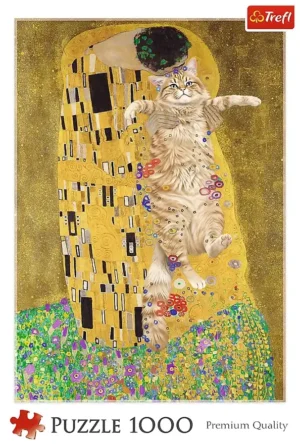 Purrfect Kiss palapeli 1000 palaa on mukaelma Kustav Klimtin maalauksesta The Kiss.