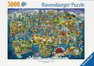 Ravensburger Illustrated World Map palapeli 5000 palaa on Ravensburgerin kevään 2026 uutuus Maailmankartta-palapeli.