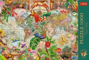 Antique World Map palapeli 1000 palaa on värikäs ja nostalginen karttapalapeli.