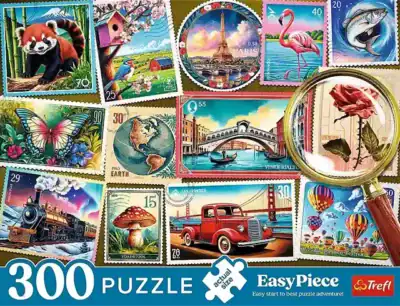 Postage Stamps on 300 palan palapeli, jossa värikäs postimerkkikuvitus