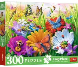 Insects in the Meadow on 300 palan palapeli, jossa niittymaisema täynnä kukkia ja hyönteisiä