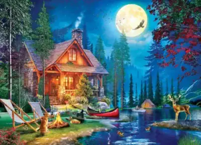 Moon Lake Cabin palapeli kutsuu vetäytymään arjesta luonnon keskelle. Kuvassa hirsimökki Eurographics