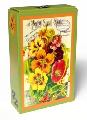 Pansies Seeds Vintage on viehättävä 99 palan minipalapeli, jonka kuvitus on saanut inspiraationsa vanhoista orvokkien siemenpusseista. Penny Puzzle