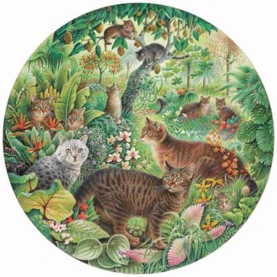 Grafikan palapeli: Tiger Cats in the Jungle pyöreä palapeli 501 palaa kissapalapeli