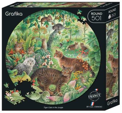 Grafika Tiger Cats in the Jungle palapeli 501 palaa pyöreä - Image 2