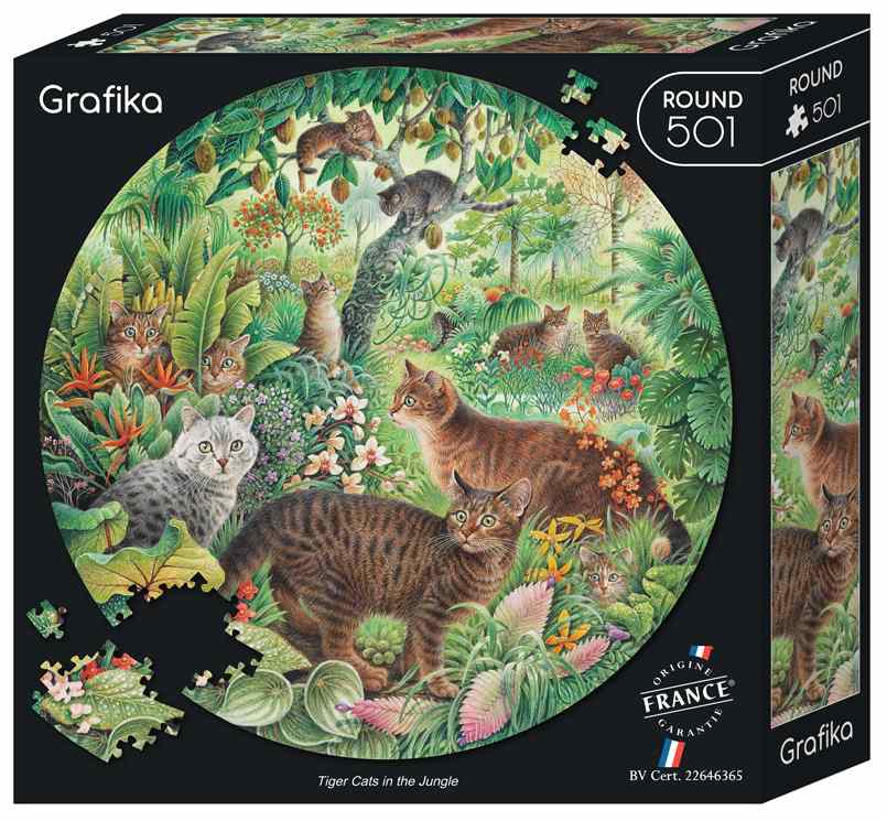 Grafika Tiger Cats in the Jungle palapeli 501 palaa pyöreä - Image 2