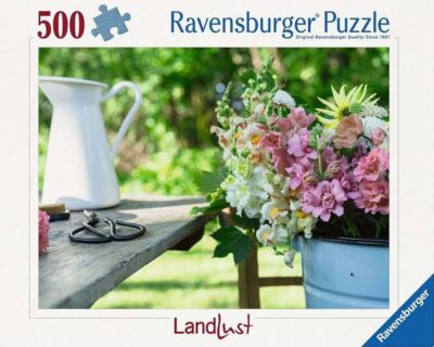 Snapdragons in Summer Colours on Ravensburgerin 500 palan palapeli, jonka kuva-aiheena ovat kesäiset leijonankidat