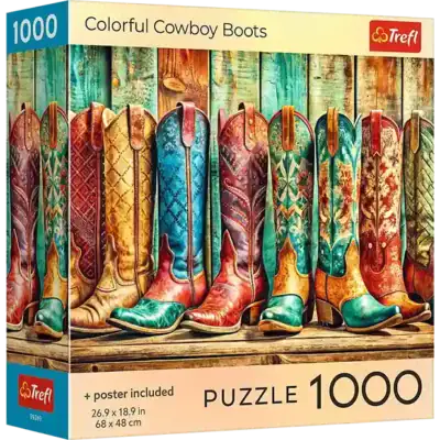 Colorful Cowboy Boots palapeli 1000 palaa cowboy-saappaat palapelin kuvassa